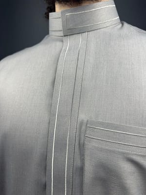 img_4154 Qamis Brodée Laine | Gris