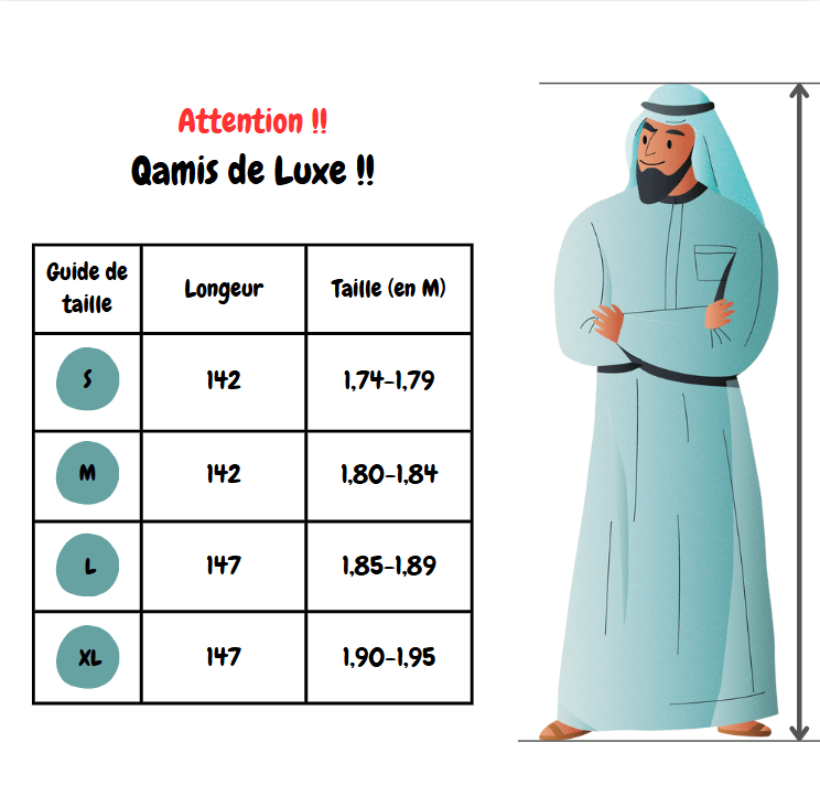 luxe longeur 2 Qamis Rasmi | Gris