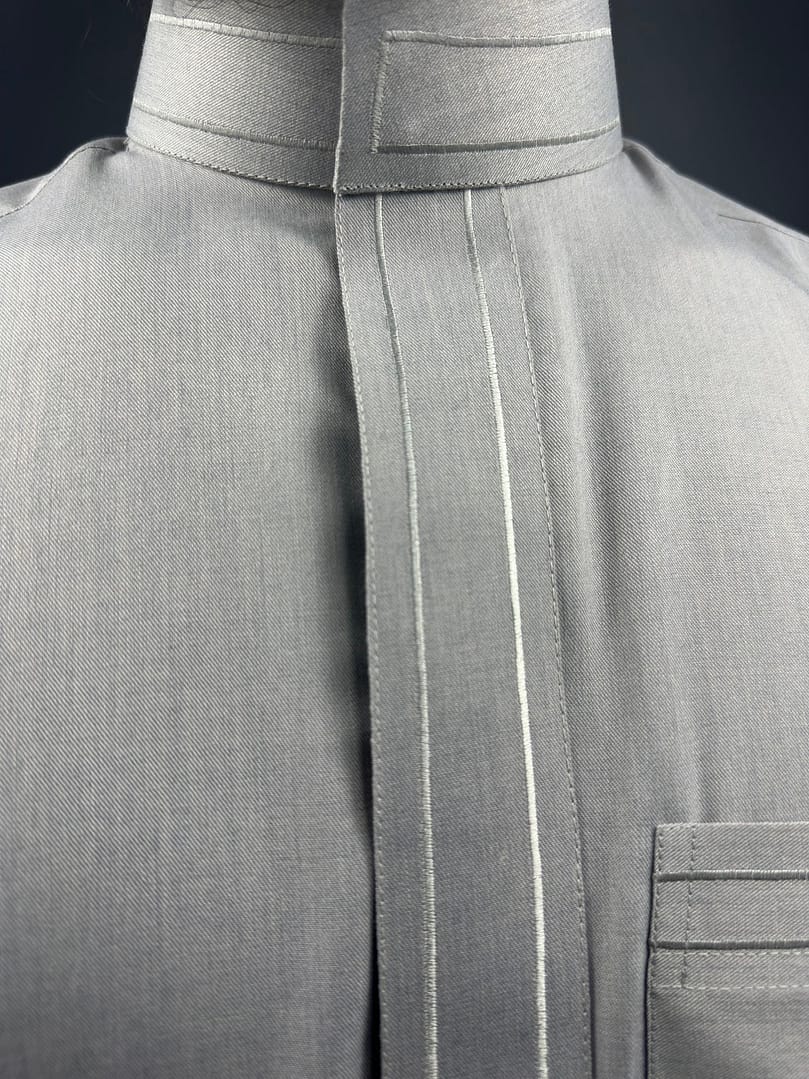 img_4155 Qamis Brodée Laine | Gris