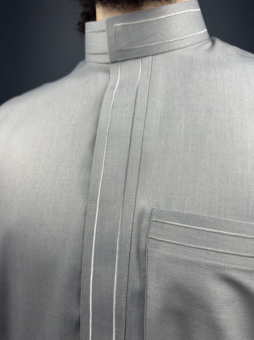 img_4154 Qamis Brodée Laine | Gris