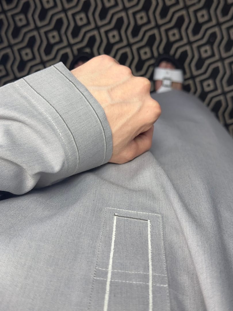 img_4146 Qamis Brodée Laine | Gris