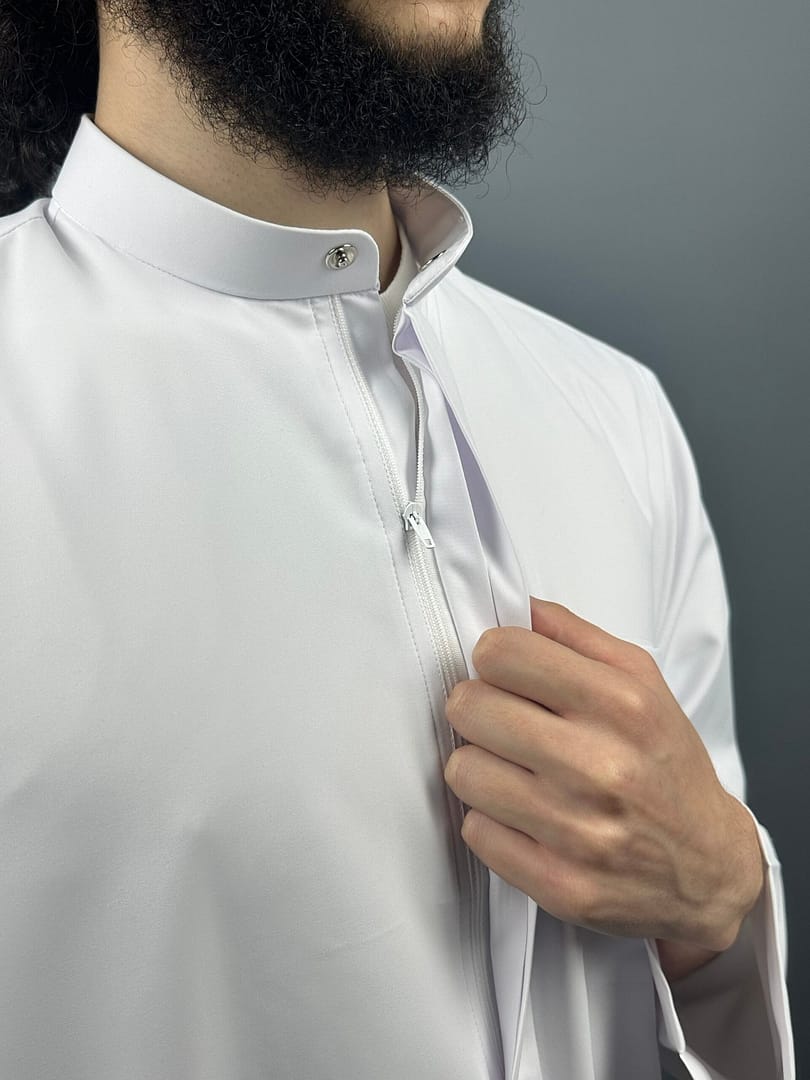 img_2460 Qamis Koweiti Zip Blanc