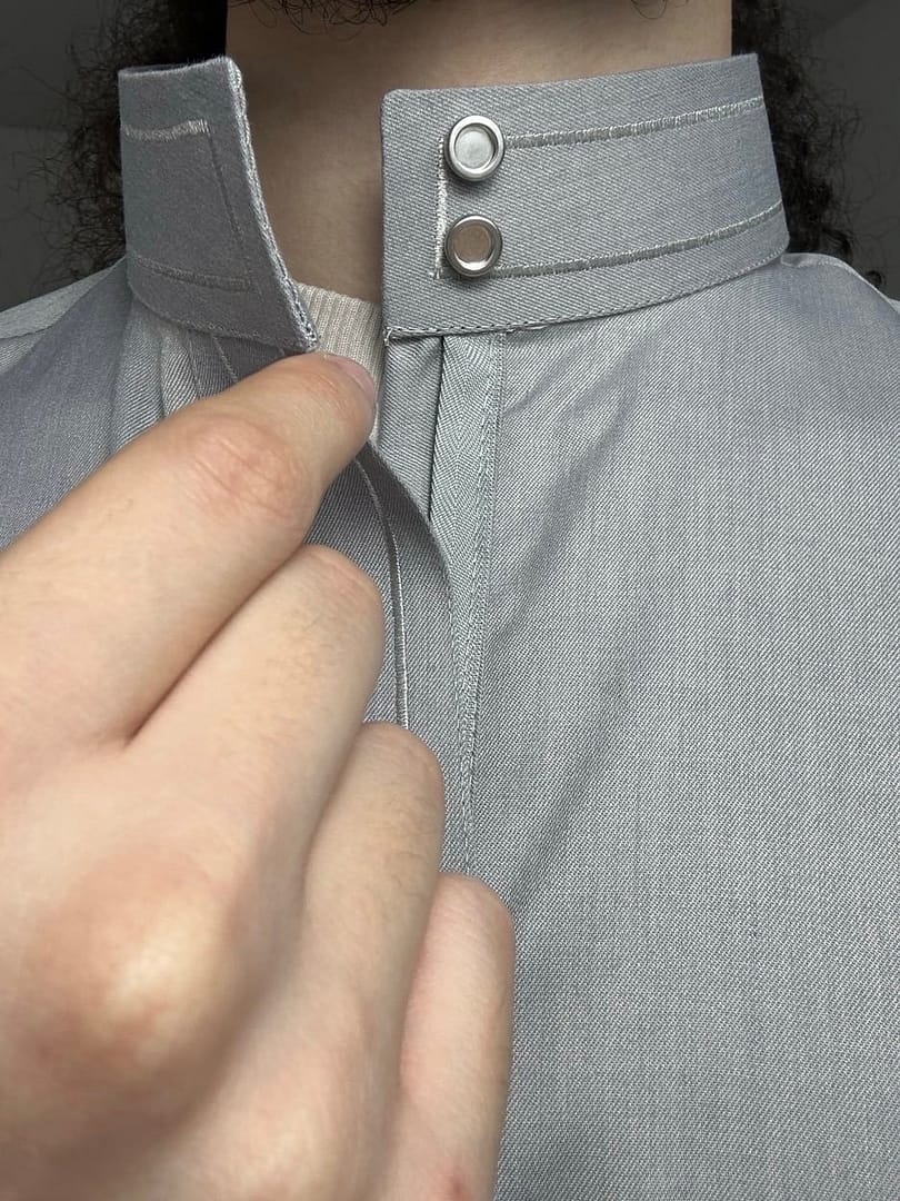 img_4147 Qamis Brodée Laine | Gris